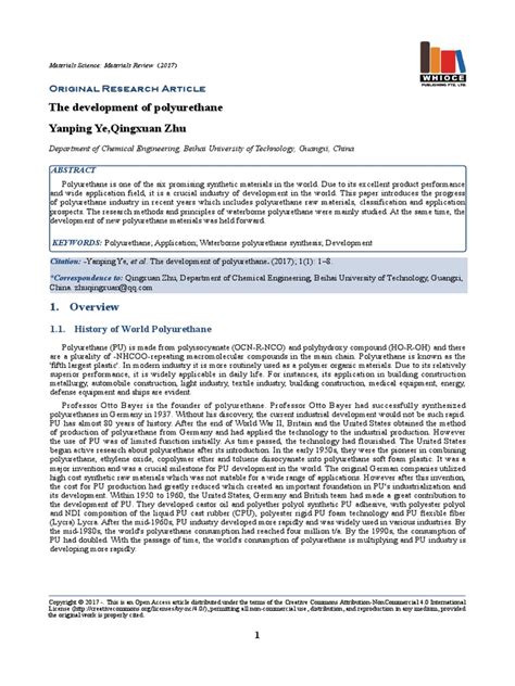 The - Development - of - Polyurethane | PDF | Polyurethane | Chemistry