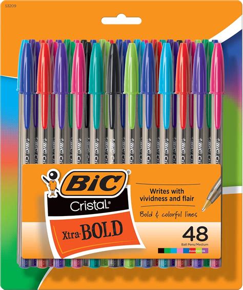 BIC Cristal Xtra Bold Fashion Retractable Ballpoint Pens, 48 Pack, NEW ...