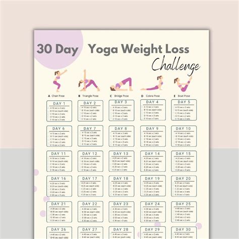 30 Day Yoga Weight Loss Challenge Planner Digital Workout - Etsy