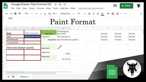 Google Sheets Beginners: Paint Format (10) - Yagisanatode