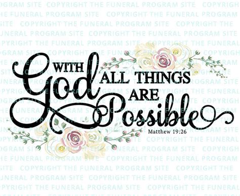 All Things Are Possible Funeral Bible Verses Word Art