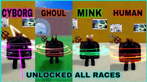 Unlocked All Races V1 V 2 And V3 ( Human & Fish & Sky & Mink & Ghoul & Cyborg ) In Blox Fruits ...