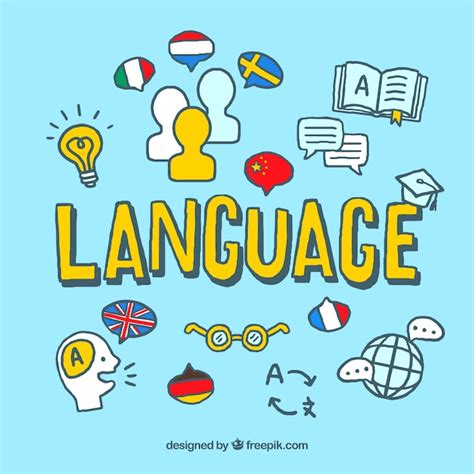 Colorful language concept with hand drawn style | Free Vector