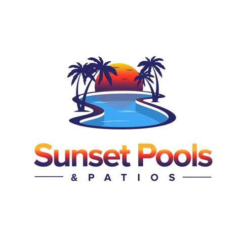 Sunset, Palm Tree & Pool logo for swimming pool construction | Logo ...