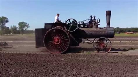 Big Steam tractor plowing with 12 bottom plow - YouTube