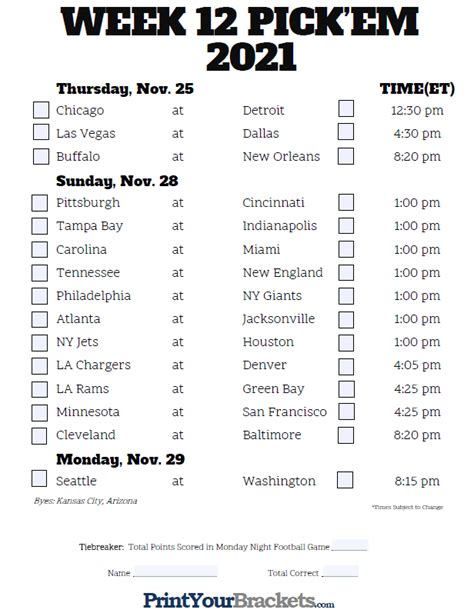 Printable Nfl Week 5 Schedule - Printable Templates