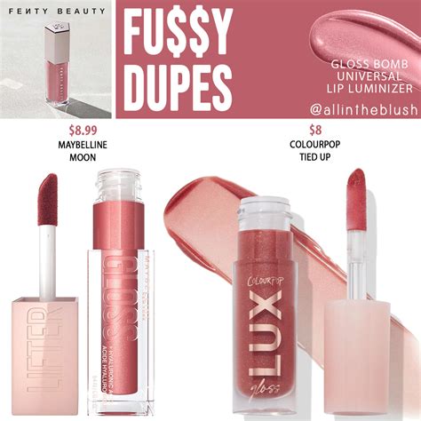 Fenty Beauty Fu$$y Gloss Bomb Dupes - All In The Blush