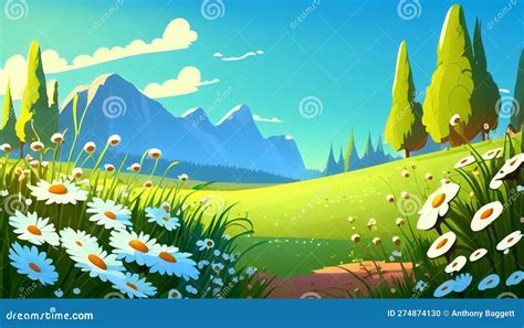 Cartoon Meadow Background Stock Photography | CartoonDealer.com #51927116