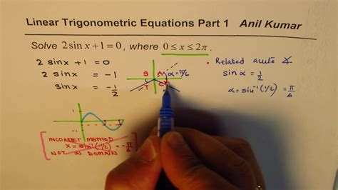 2sinx + 1 = 0 DOs and DON'Ts of Solving Linear Trigonometric Equation - YouTube