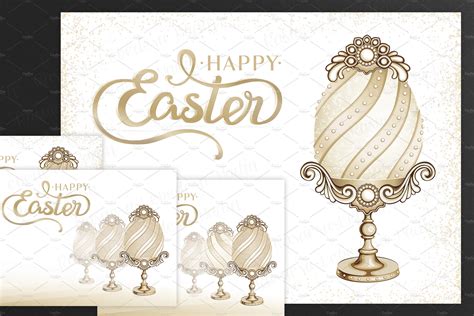 SET / 4 / Golden Eggs for EASTER | Decorative Illustrations ~ Creative Market