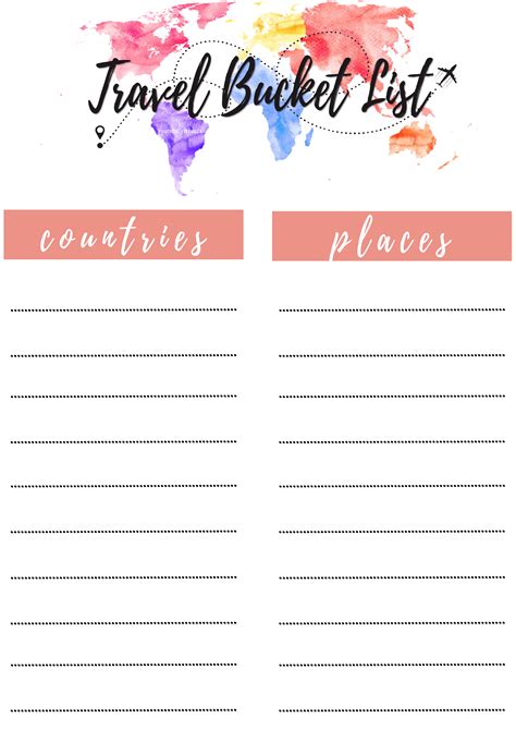 Travel Bucket List Template