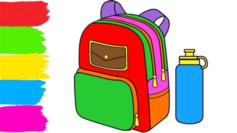 How to Draw and coloring a School Bag / How to Draw for KIDS | School bags for kids, Drawing for ...