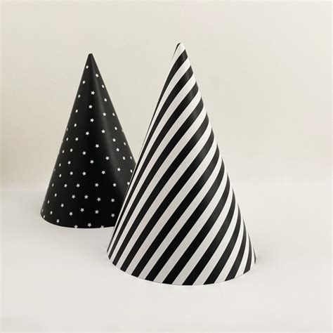 Printable Party Decoration for Free - Black & white birthday party hats