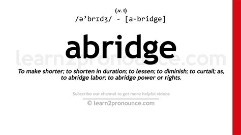 Pronunciation of Abridge | Definition of Abridge - YouTube