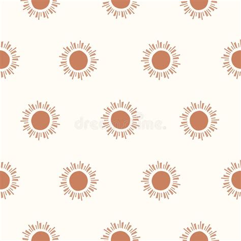 Seamless Pattern with Sun Star. Beige Tan Simple Pattern Stock Vector ...