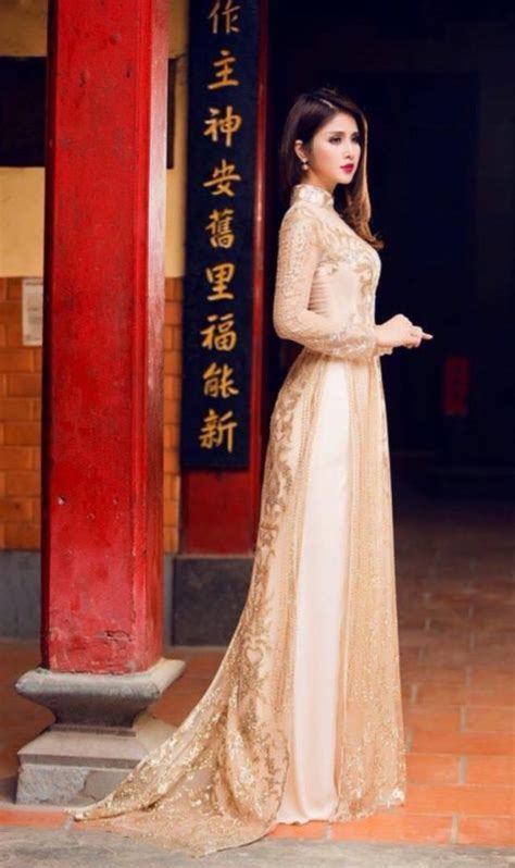 Vietnamese Traditional Beautiful Ao Dai- Ivory Cream | The dress, Áo ...