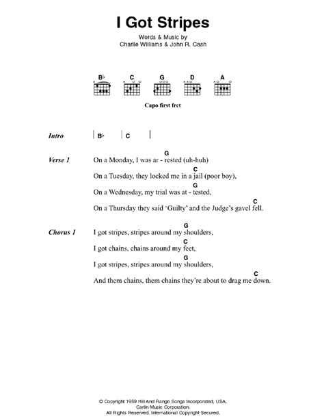 I Got Stripes by Johnny Cash - Guitar Chords/Lyrics - Guitar Instructor