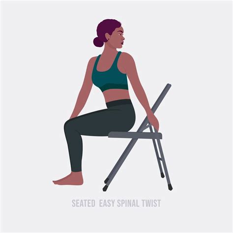 Seated Easy Spinal Twist exercise.woman doing fitness and yoga exercises with chair 14728113 ...