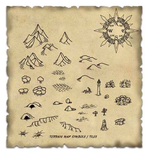 Terrain Map Symbol / Tiles cartography icons | Create your own roleplaying game material w/ RPG ...