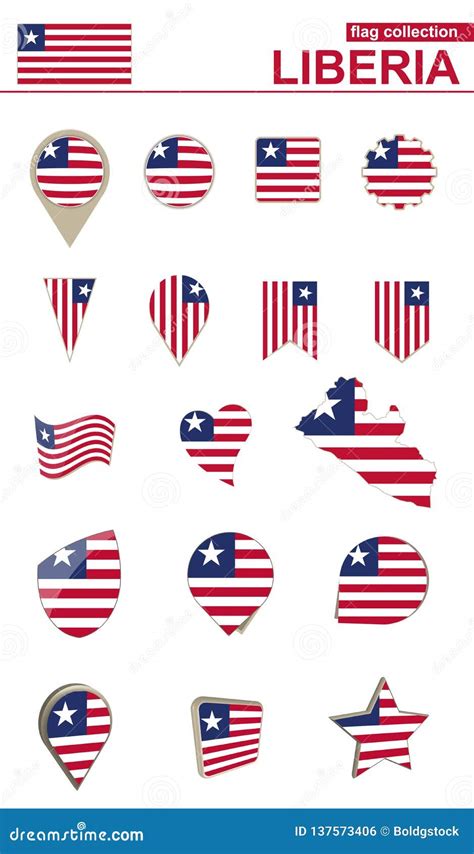 Liberia Flag Collection. Big Set for Design Stock Vector - Illustration of world, landmark ...