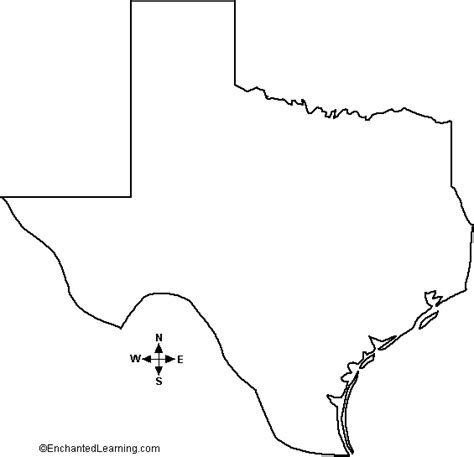 Outline Map Texas - EnchantedLearning.com