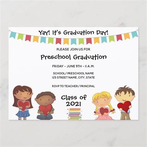 Preschool Graduation Invitation | Zazzle | Preschool graduation, Preschool, Preschool names