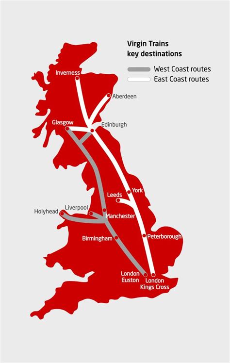 Virgin Trains West & East Coast route map | Train route map, Train route, London underground