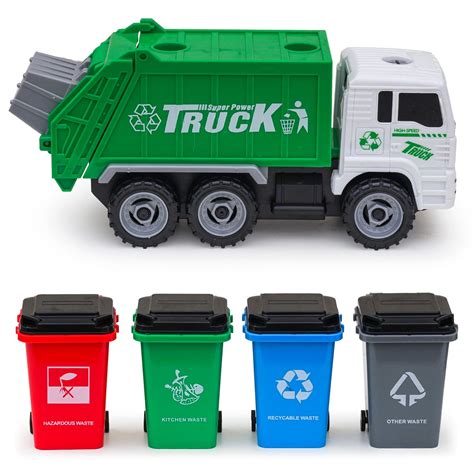 Friction Powered Garbage Truck Toy for Kids | Waste Management Dump ...