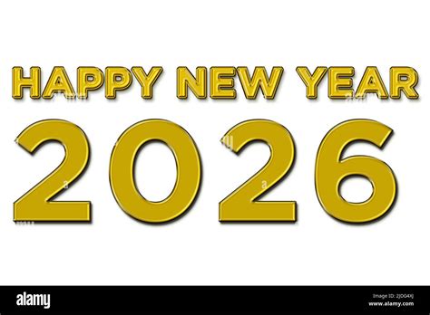 Happy new year 2026 illustration in yellow color text on white background Stock Photo - Alamy