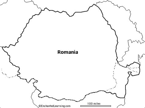 Outline Map Romania - EnchantedLearning.com