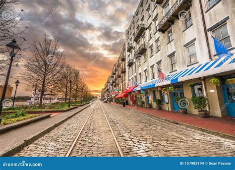 Savannah, Georgia, USA Bars and Restaurants on River Street Stock Photo ...