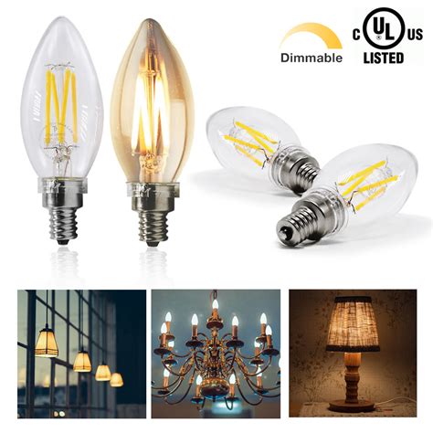 40W Equivalent,2700K Daylight Dimmable Warm Chandelier LED Bulbs E12 ...