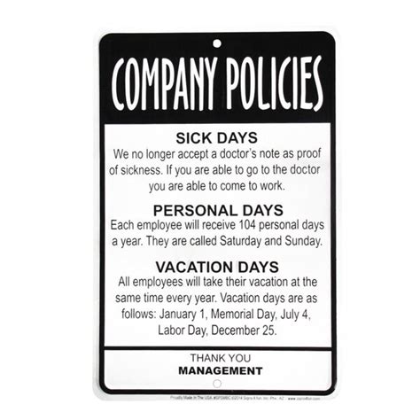 Treasure Gurus Employees Company Policies Funny Sign - Great Break Room Decor & Reviews | Wayfair