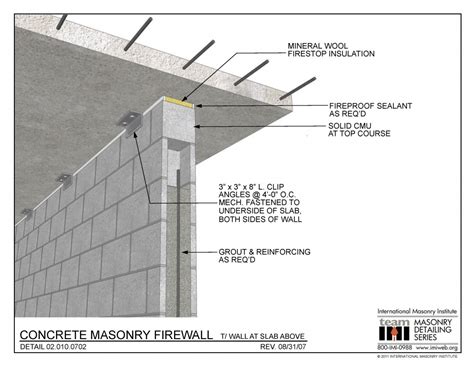 02.010.0702: Concrete Masonry Firewall - T/ Wall at Slab Above ...