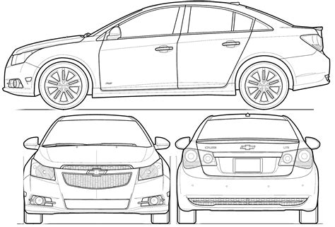 Chevrolet Cruze 2010 Blueprint - Download free blueprint for 3D modeling