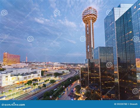 Reunion Tower and the Hyatt Regency Dallas Editorial Image - Image of union, american: 59220780