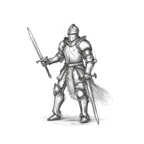 Premium AI Image | a drawing of a knight with a sword and shield