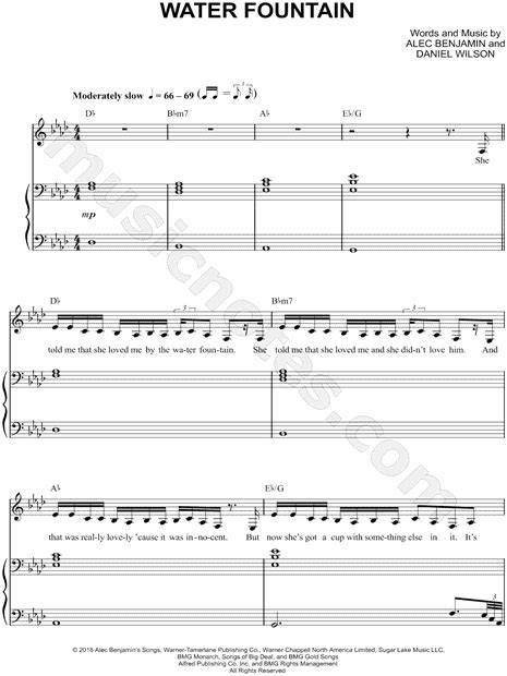 Alec Benjamin "Water Fountain" Sheet Music in Ab Major (transposable ...