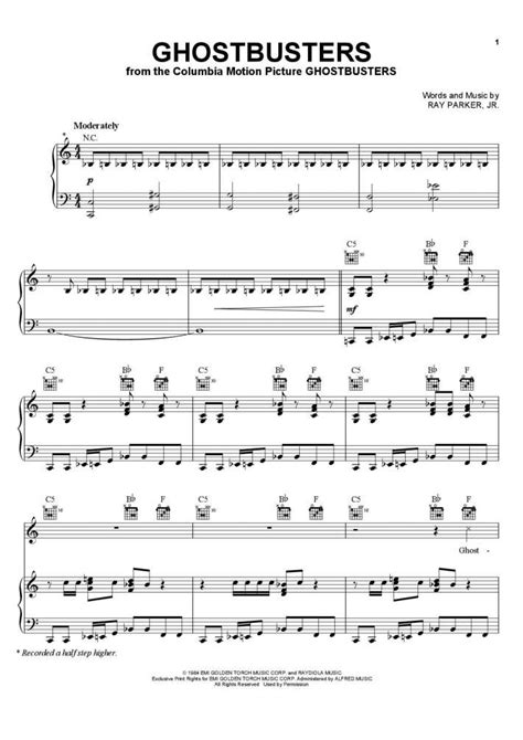 Ghostbusters Theme Song Piano Sheet Music