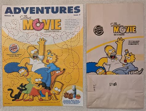 The Simpsons Movie Burger King Adventures Volume 18 Issue 7 + Kid's Meal Bag 2007