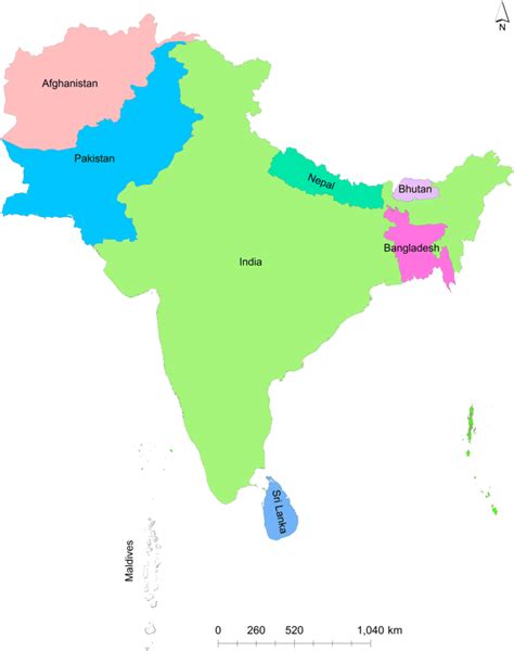 South Asia Map Countries - Map Of Rose Bowl