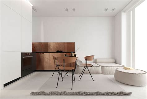 White Studio Apartment in the Style of Minimalism - InteriorZine