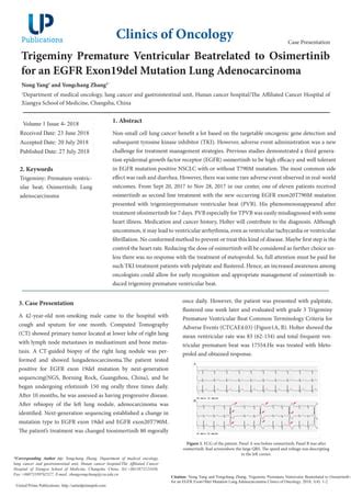 Trigeminy Premature Ventricular Beatrelated to Osimertinib for an EGFR Exon19del Mutation Lung ...