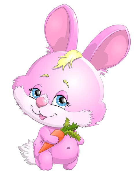 Easter Bunny Rabbit Cuteness Clip art - Cute Pink Bunny with Carrot PNG ...