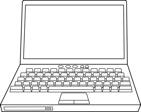 Laptop Computer Line Art - Free Clip Art