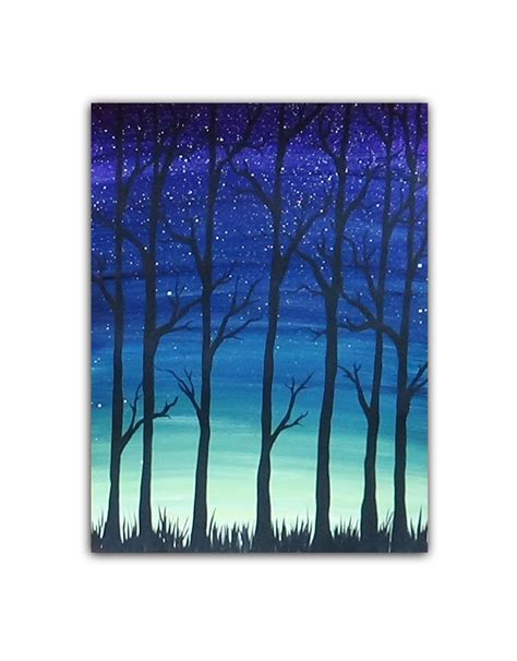 Acrylic Painting - Simple Trees Silhouette | Pine tree art, Tree art, Silhouette painting