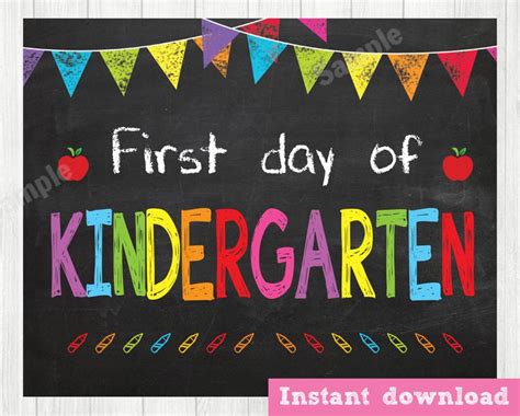 First Day of KINDERGARTEN Sign, first Day of School Sign, first Day of ...