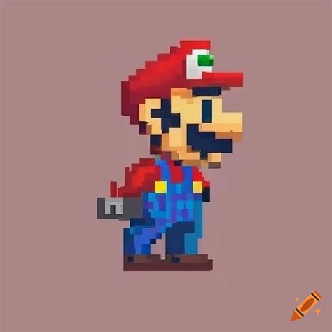 Pixel art of mario from super mario bros on Craiyon