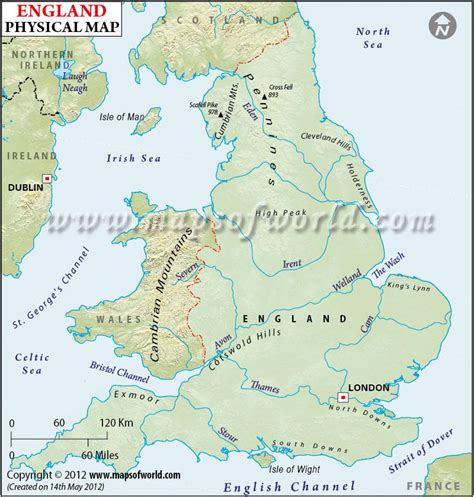 England Physical Map