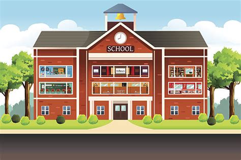 Royalty Free Elementary School Building Clip Art, Vector Images ...